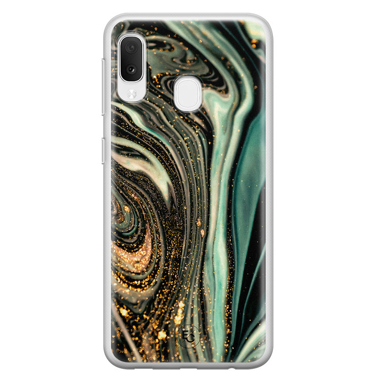 ELLECHIQ Samsung Galaxy A20e siliconen hoesje - Marble Khaki Swirl