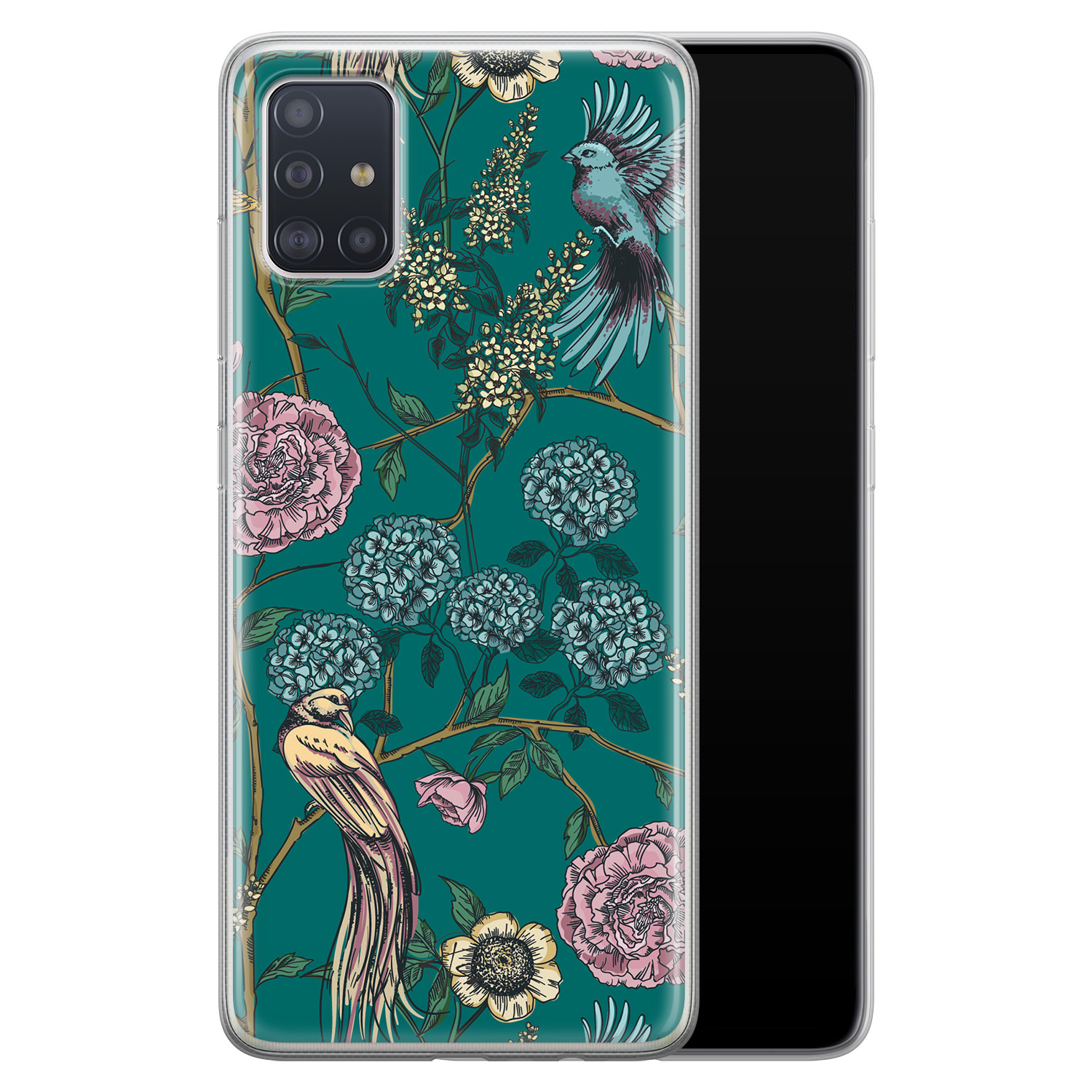 Telefoonhoesje Store Samsung Galaxy A51 siliconen hoesje - Bloomy birds