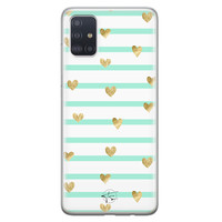 Telefoonhoesje Store Samsung Galaxy A51 siliconen hoesje - Mint hartjes