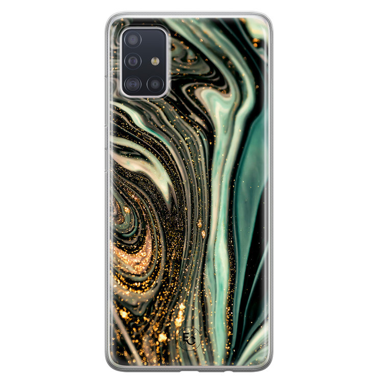 ELLECHIQ Samsung Galaxy A51 siliconen hoesje - Marble Khaki Swirl