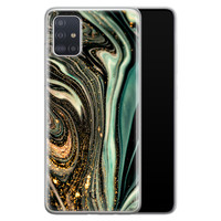 ELLECHIQ Samsung Galaxy A51 siliconen hoesje - Marble Khaki Swirl