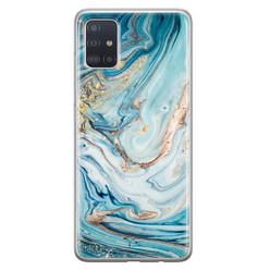 Telefoonhoesje Store Samsung Galaxy A71 siliconen hoesje - Marmer blauw goud