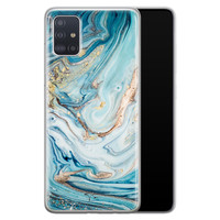 Telefoonhoesje Store Samsung Galaxy A71 siliconen hoesje - Marmer blauw goud