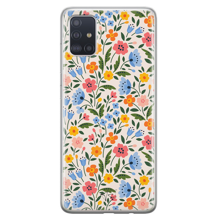 Telefoonhoesje Store Samsung Galaxy A71 siliconen hoesje - Romantische bloemen