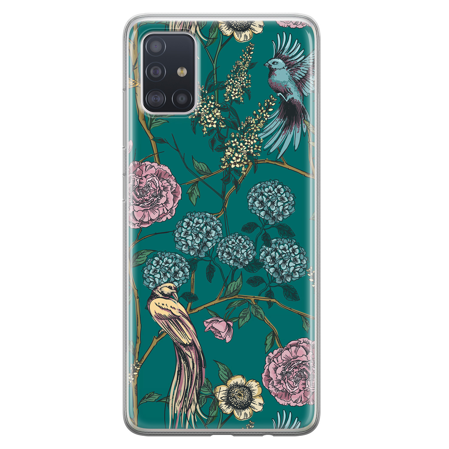 Telefoonhoesje Store Samsung Galaxy A71 siliconen hoesje - Bloomy birds