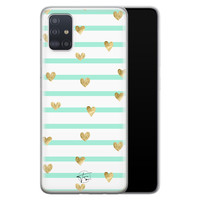 Telefoonhoesje Store Samsung Galaxy A71 siliconen hoesje - Mint hartjes