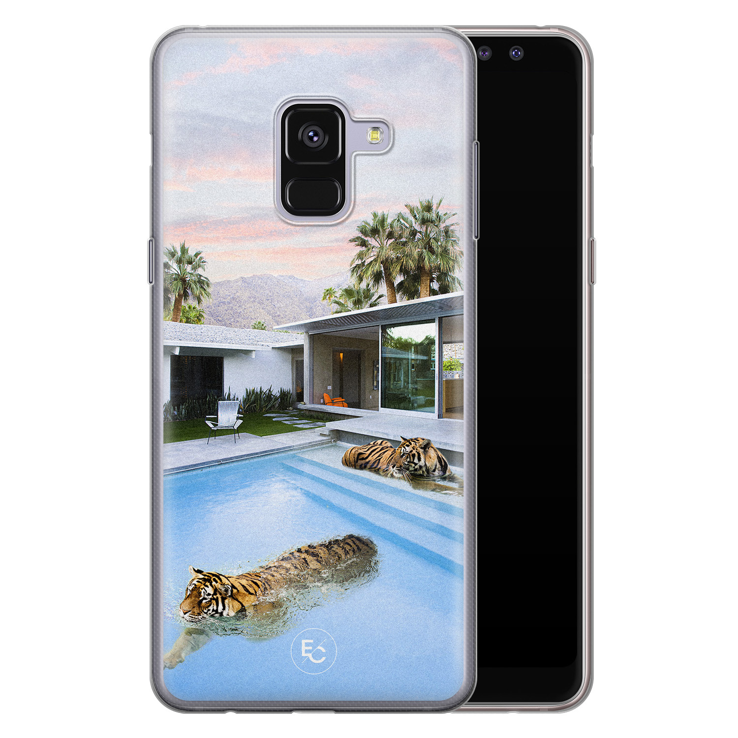 ELLECHIQ Samsung Galaxy A8 2018 siliconen hoesje - Tiger pool