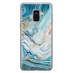 Telefoonhoesje Store Samsung Galaxy A8 2018 siliconen hoesje - Marmer blauw goud