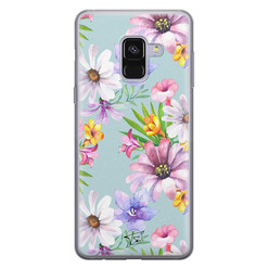 Telefoonhoesje Store Samsung Galaxy A8 2018 siliconen hoesje - Mint bloemen