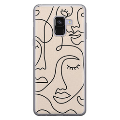 Leuke Telefoonhoesjes Samsung Galaxy A8 2018 siliconen hoesje - Abstract gezicht lijnen