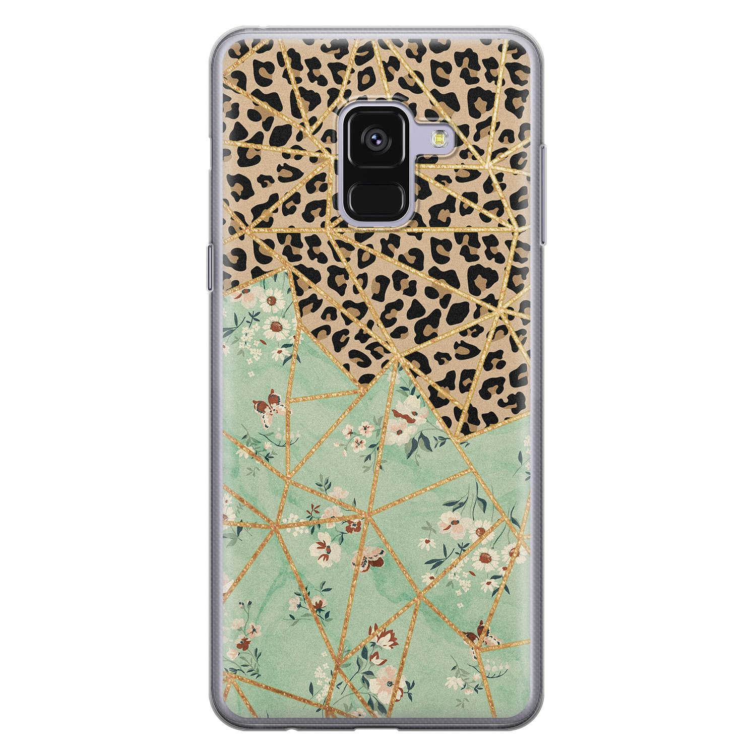 Leuke Telefoonhoesjes Samsung Galaxy A8 2018 siliconen hoesje - Luipaard flower print