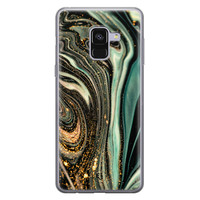 ELLECHIQ Samsung Galaxy A8 2018 siliconen hoesje - Marble Khaki Swirl