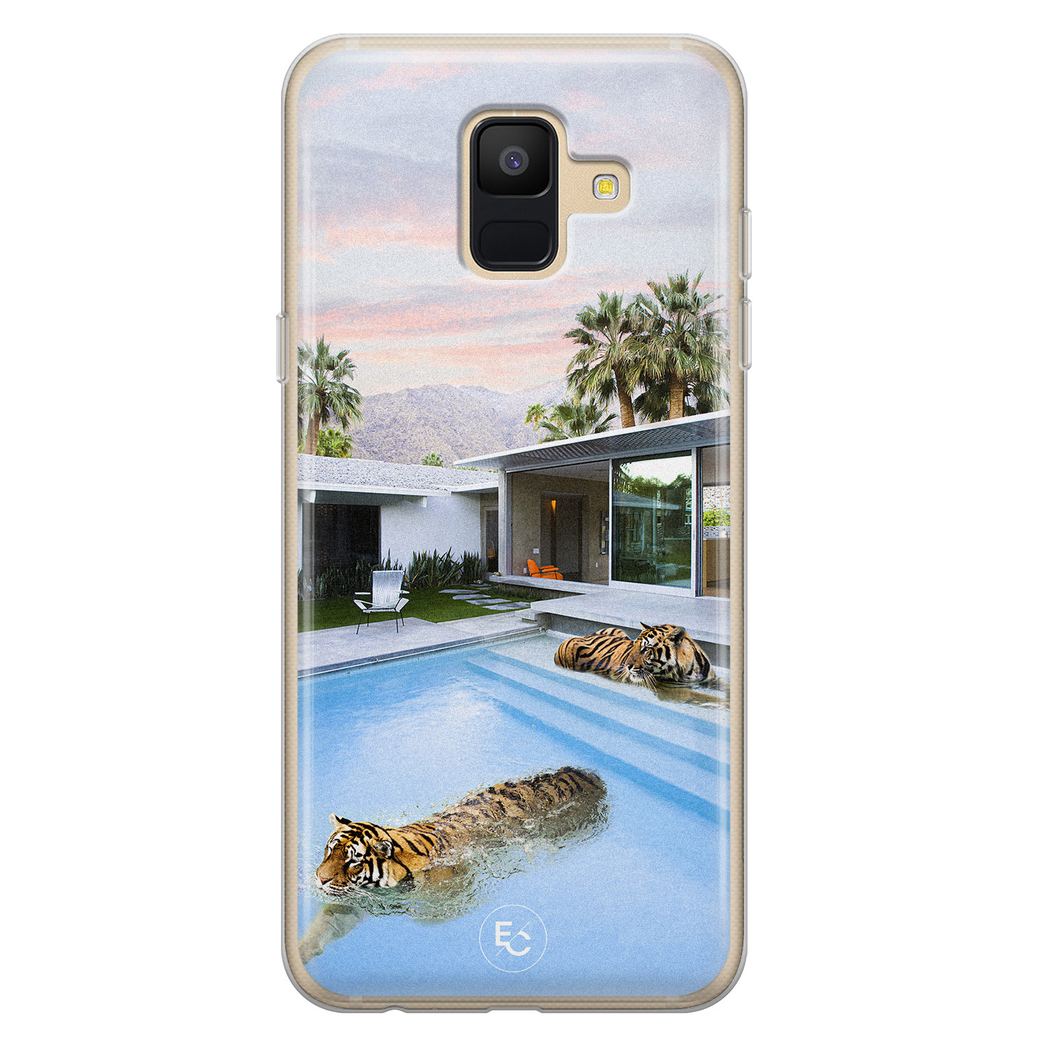 ELLECHIQ Samsung Galaxy A6 2018 siliconen hoesje - Tiger pool