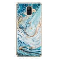 Telefoonhoesje Store Samsung Galaxy A6 2018 siliconen hoesje - Marmer blauw goud
