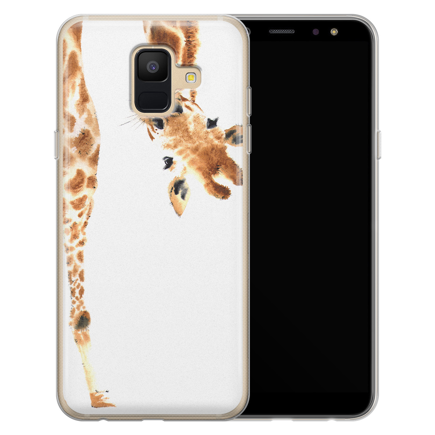 Leuke Telefoonhoesjes Samsung Galaxy A6 2018 siliconen hoesje - Giraffe peekaboo