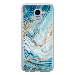 Telefoonhoesje Store Samsung Galaxy J6 2018 siliconen hoesje - Marmer blauw goud