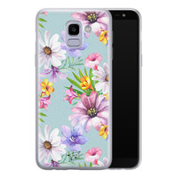 Telefoonhoesje Store Samsung Galaxy J6 2018 siliconen hoesje - Mint bloemen