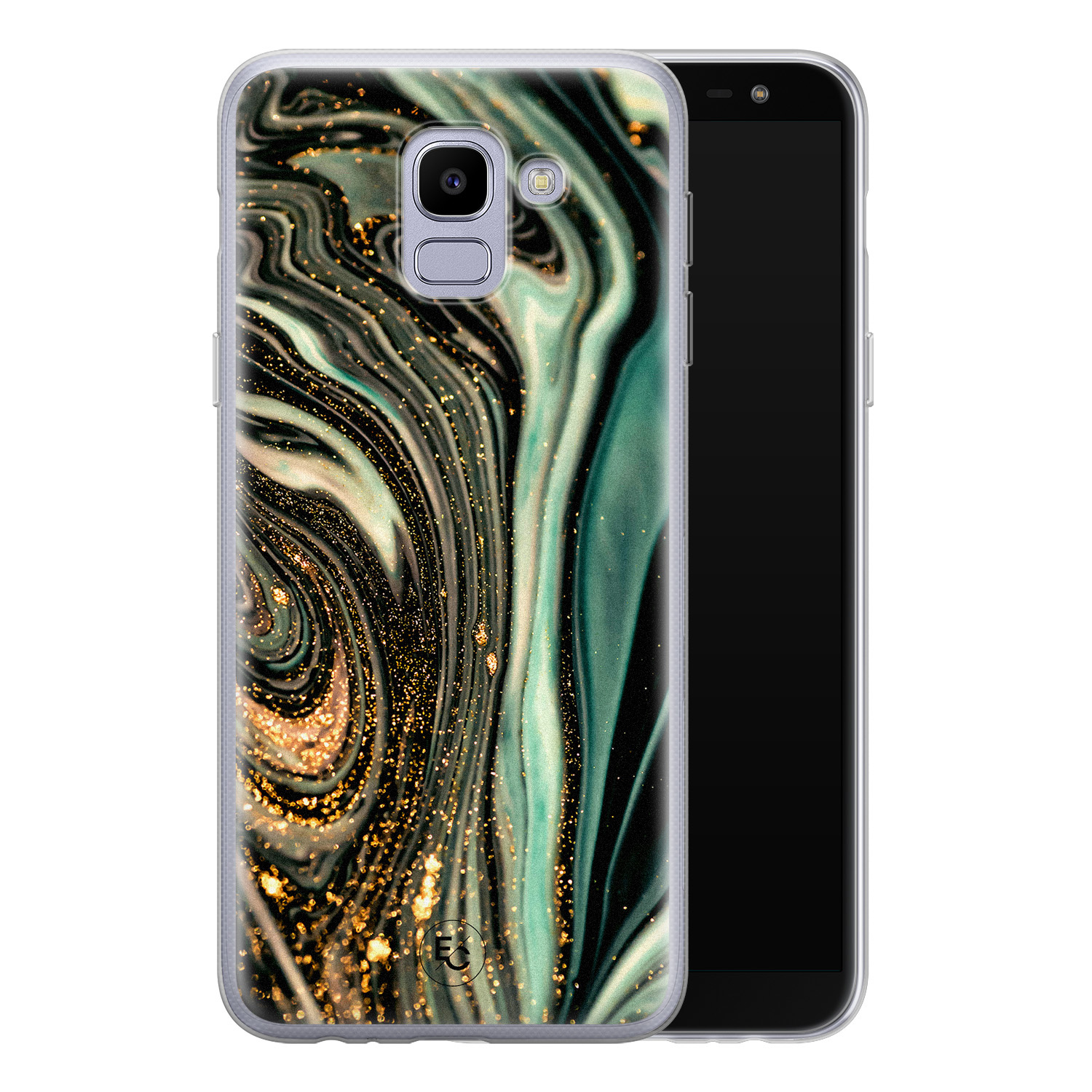 ELLECHIQ Samsung Galaxy J6 2018 siliconen hoesje - Marble Khaki Swirl