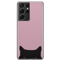 Telefoonhoesje Store Samsung Galaxy S21 Ultra siliconen hoesje - Zwarte kat