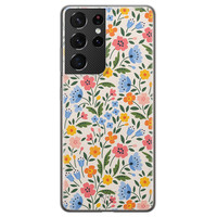 Telefoonhoesje Store Samsung Galaxy S21 Ultra siliconen hoesje - Romantische bloemen