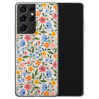 Telefoonhoesje Store Samsung Galaxy S21 Ultra siliconen hoesje - Romantische bloemen