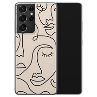 Leuke Telefoonhoesjes Samsung Galaxy S21 Ultra siliconen hoesje - Abstract gezicht lijnen