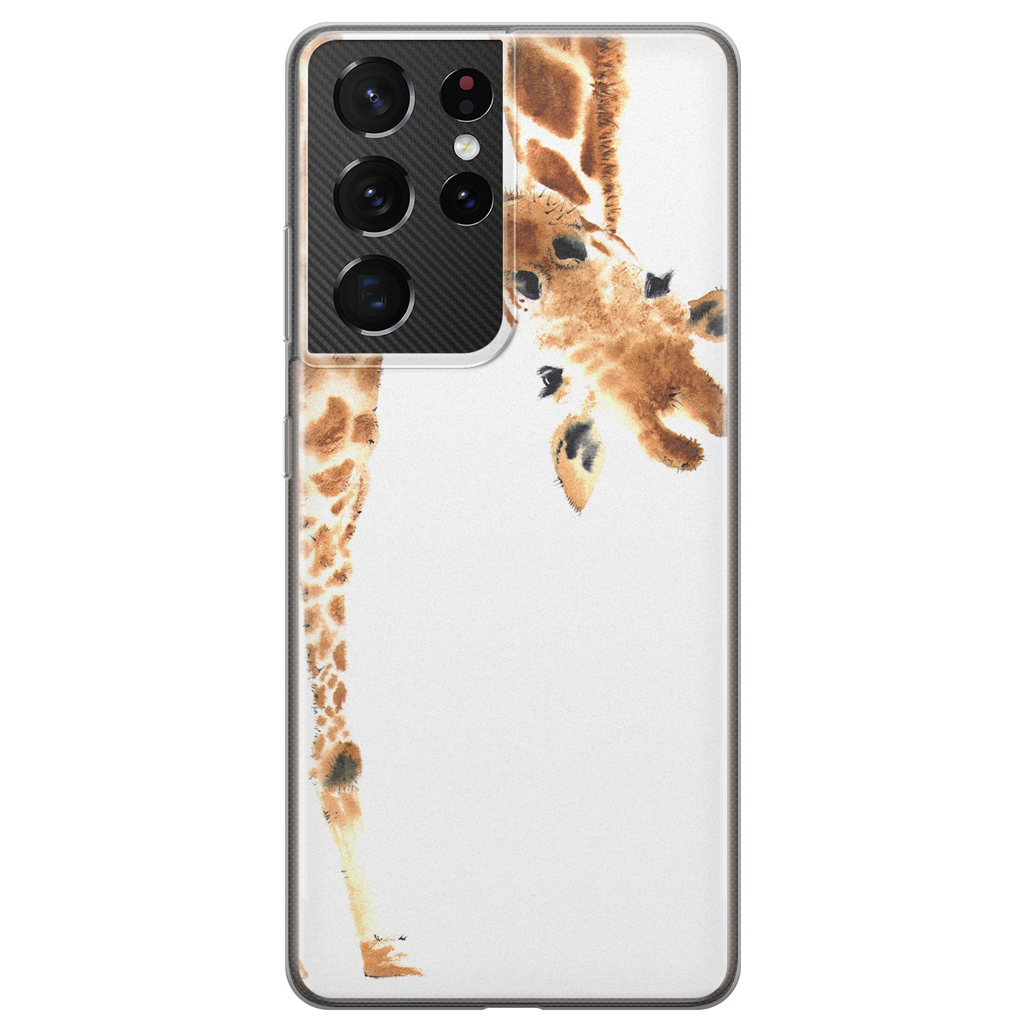 Leuke Telefoonhoesjes Samsung Galaxy S21 Ultra siliconen hoesje - Giraffe peekaboo