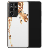 Leuke Telefoonhoesjes Samsung Galaxy S21 Ultra siliconen hoesje - Giraffe peekaboo