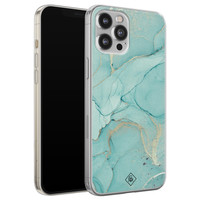 Casimoda iPhone 12 Pro Max siliconen hoesje - Marmer mintgroen