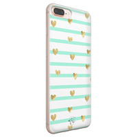 Telefoonhoesje Store iPhone 8 Plus/7 Plus siliconen hoesje - Mint hartjes