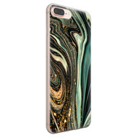 ELLECHIQ iPhone 8 Plus/7 Plus siliconen hoesje - Marble Khaki Swirl