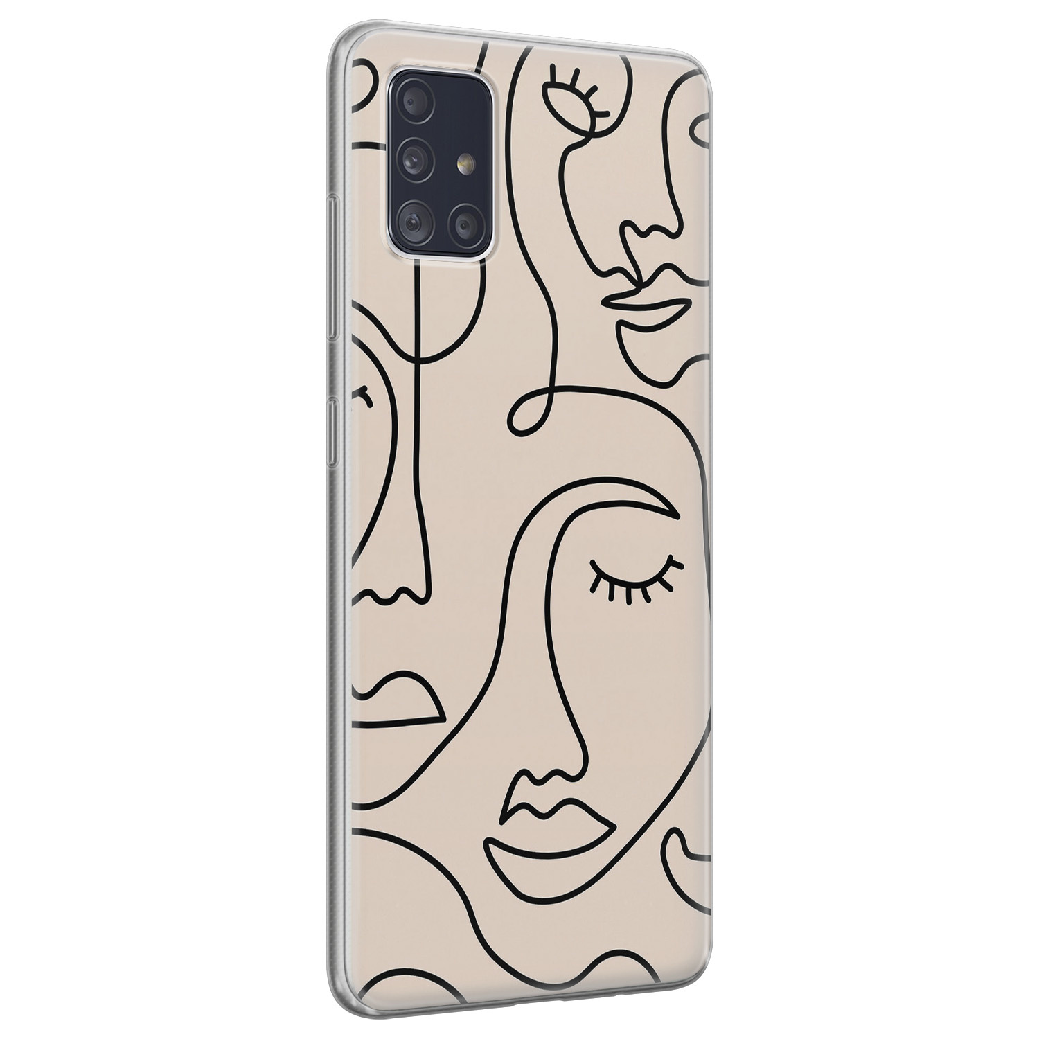 Leuke Telefoonhoesjes Samsung Galaxy A51 siliconen hoesje - Abstract gezicht lijnen