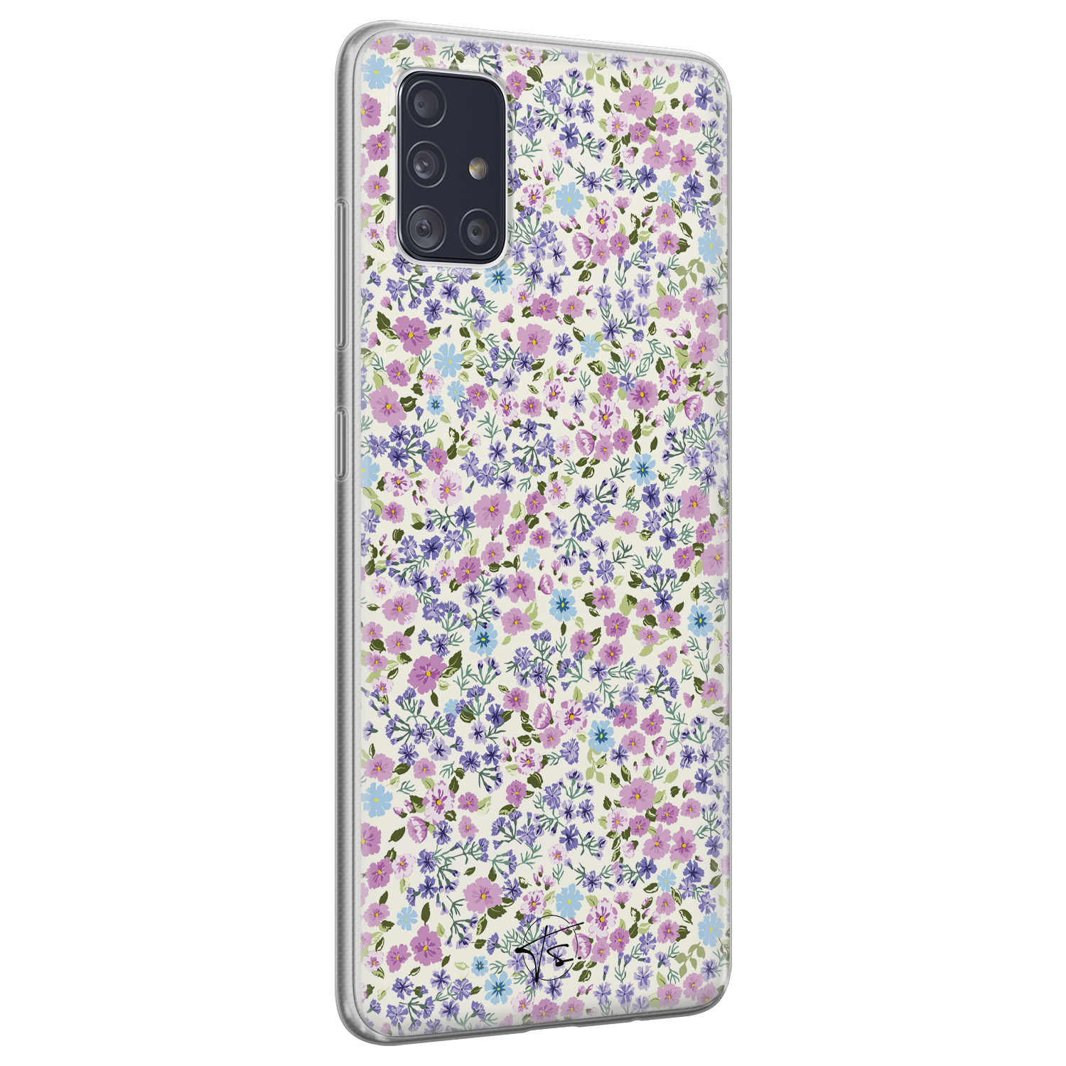 Telefoonhoesje Store Samsung Galaxy A51 siliconen hoesje - Purple Garden