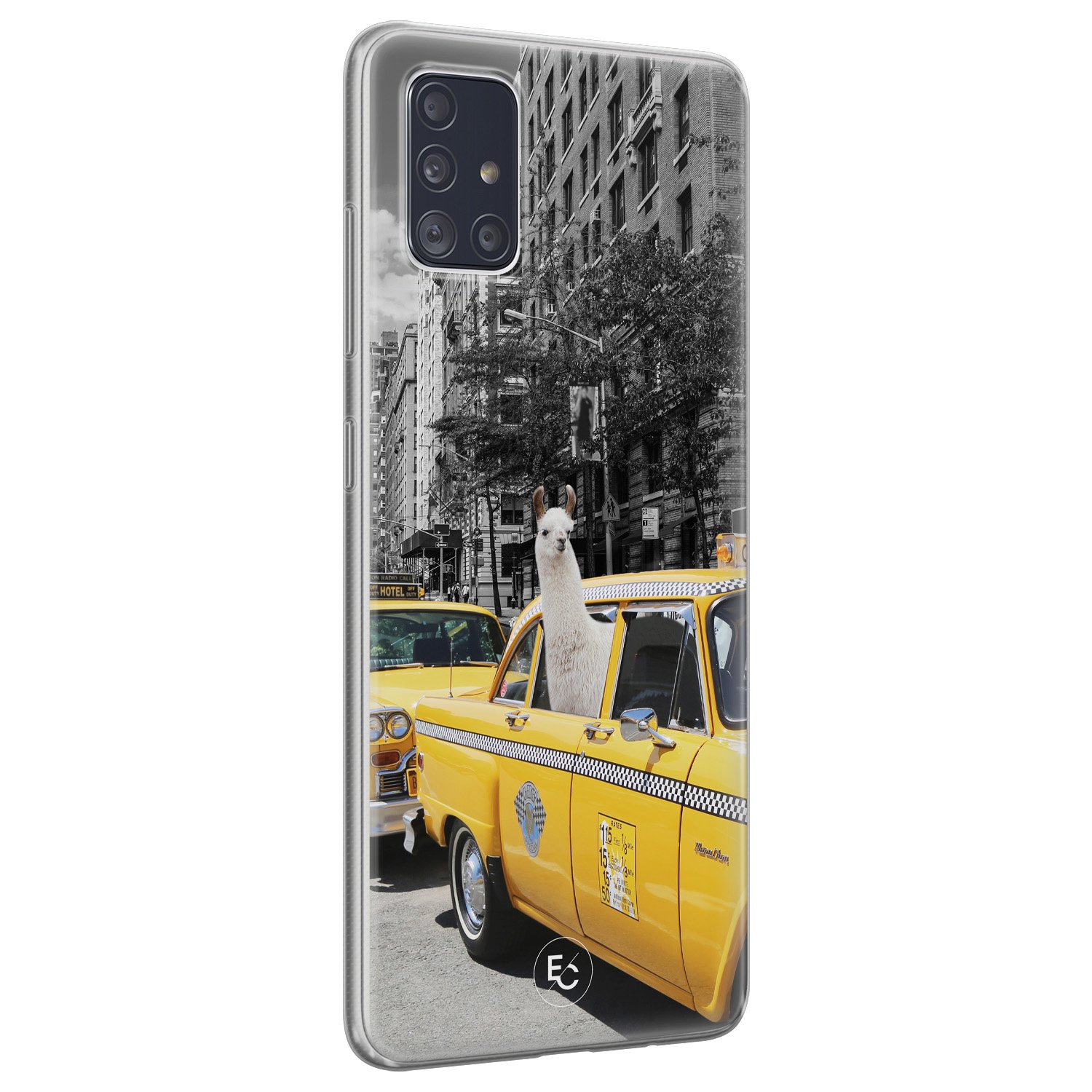 ELLECHIQ Samsung Galaxy A71 siliconen hoesje - Lama in taxi