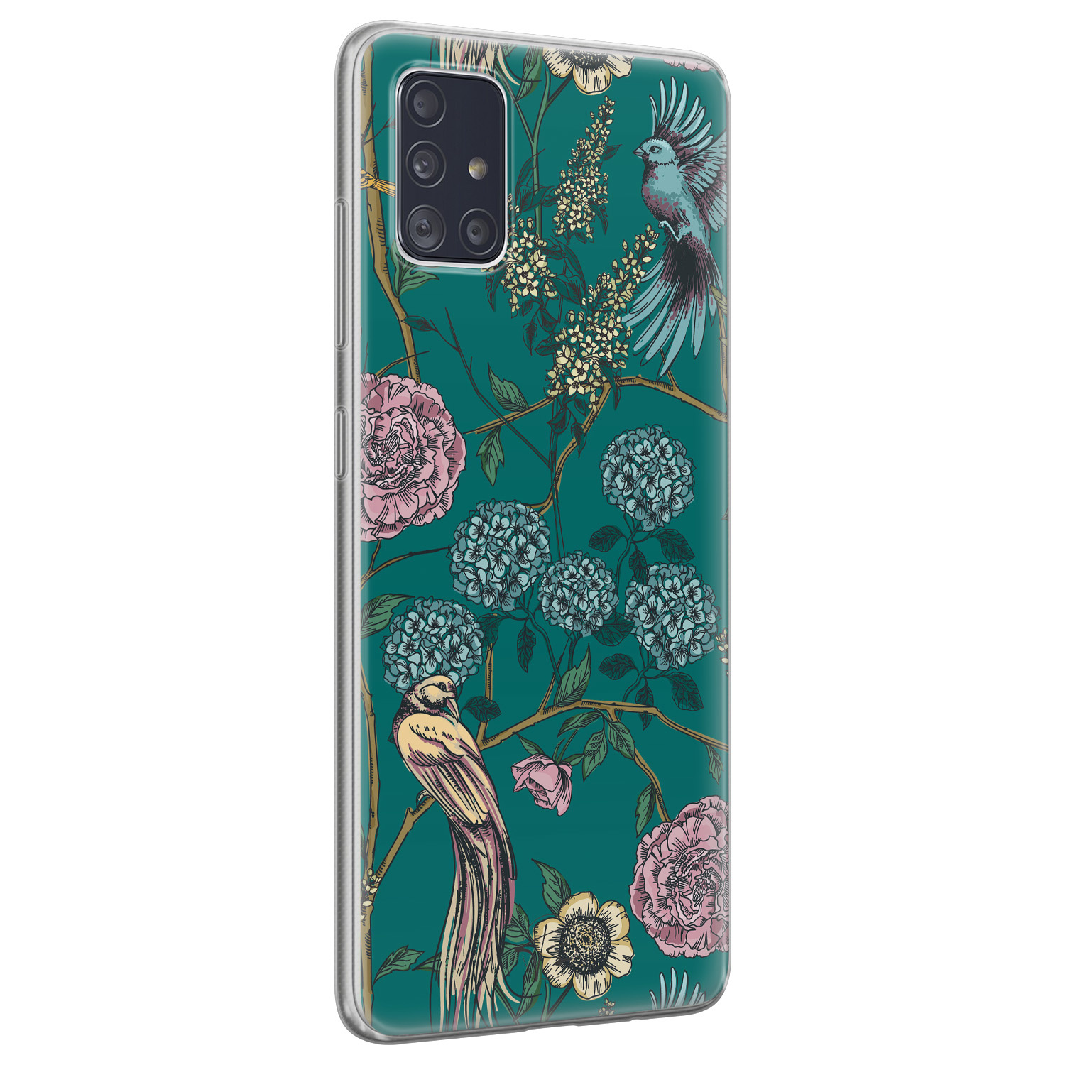 Telefoonhoesje Store Samsung Galaxy A71 siliconen hoesje - Bloomy birds