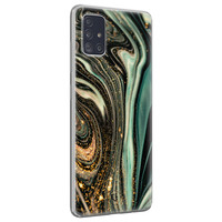 ELLECHIQ Samsung Galaxy A71 siliconen hoesje - Marble Khaki Swirl