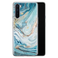 Telefoonhoesje Store OnePlus Nord siliconen hoesje - Marmer blauw goud