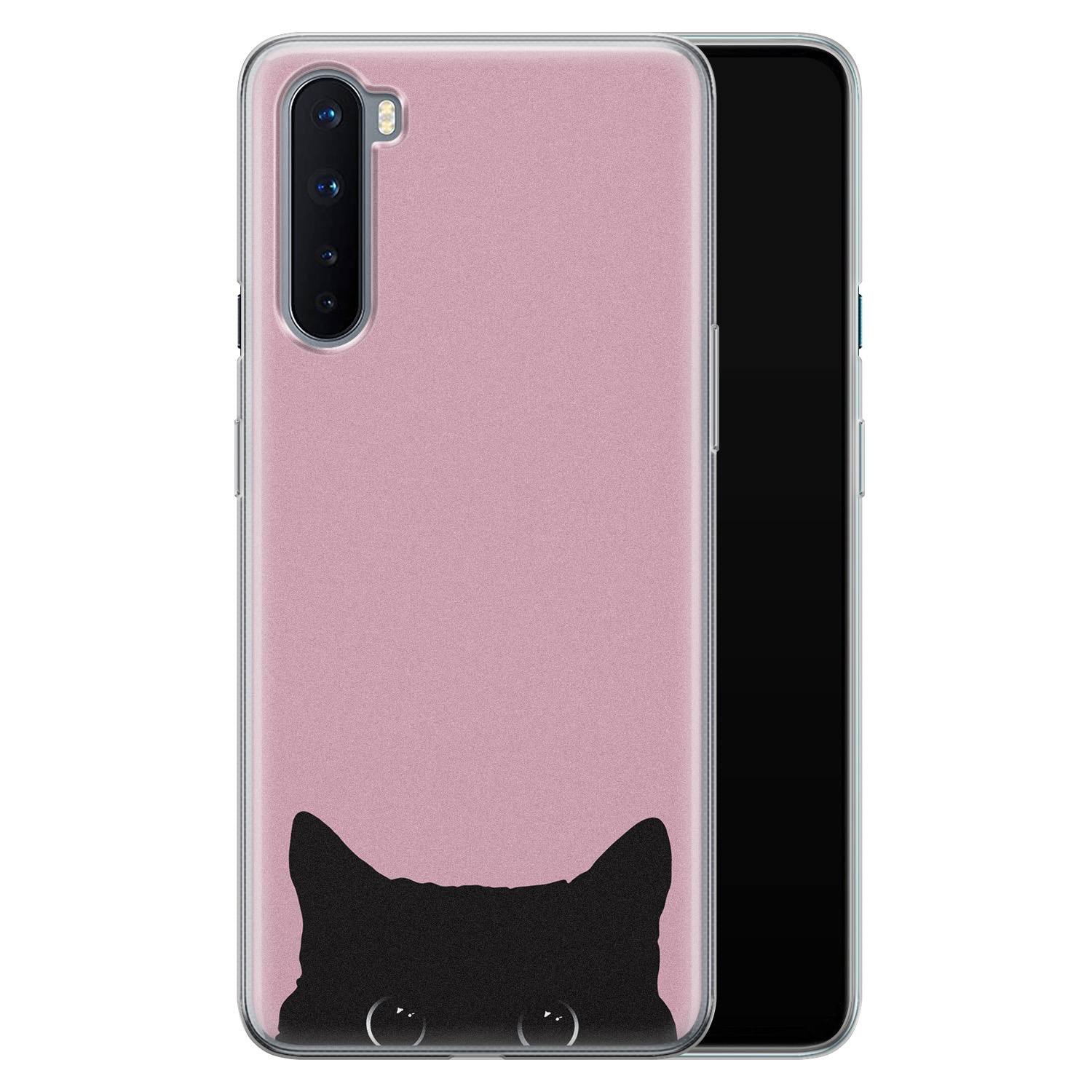 Telefoonhoesje Store OnePlus Nord siliconen hoesje - Zwarte kat