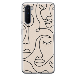 Leuke Telefoonhoesjes OnePlus Nord siliconen hoesje - Abstract gezicht lijnen