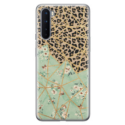 Leuke Telefoonhoesjes OnePlus Nord siliconen hoesje - Luipaard flower print