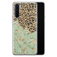 Leuke Telefoonhoesjes OnePlus Nord siliconen hoesje - Luipaard flower print