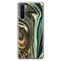 ELLECHIQ OnePlus Nord siliconen hoesje - Marble Khaki Swirl