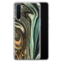 ELLECHIQ OnePlus Nord siliconen hoesje - Marble Khaki Swirl