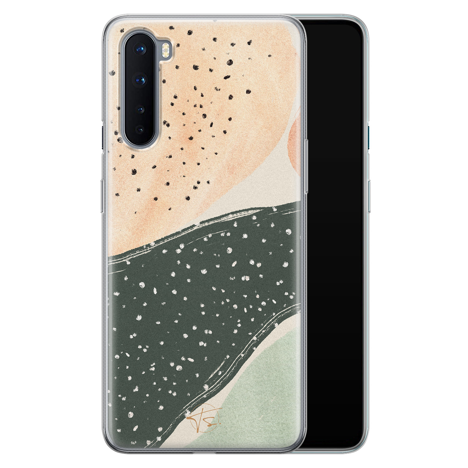 Telefoonhoesje Store OnePlus Nord siliconen hoesje - Abstract peach