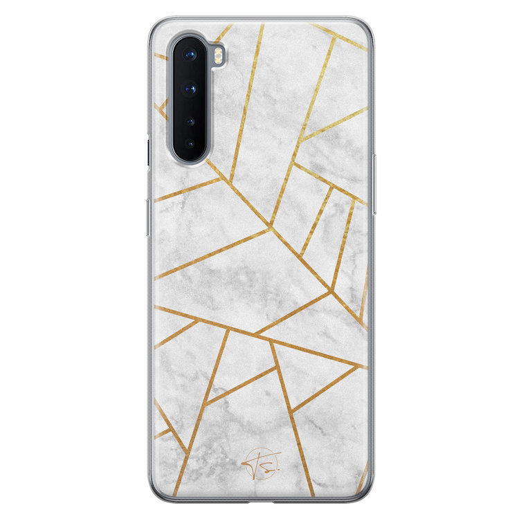 Telefoonhoesje Store OnePlus Nord siliconen hoesje - Geometrisch marmer