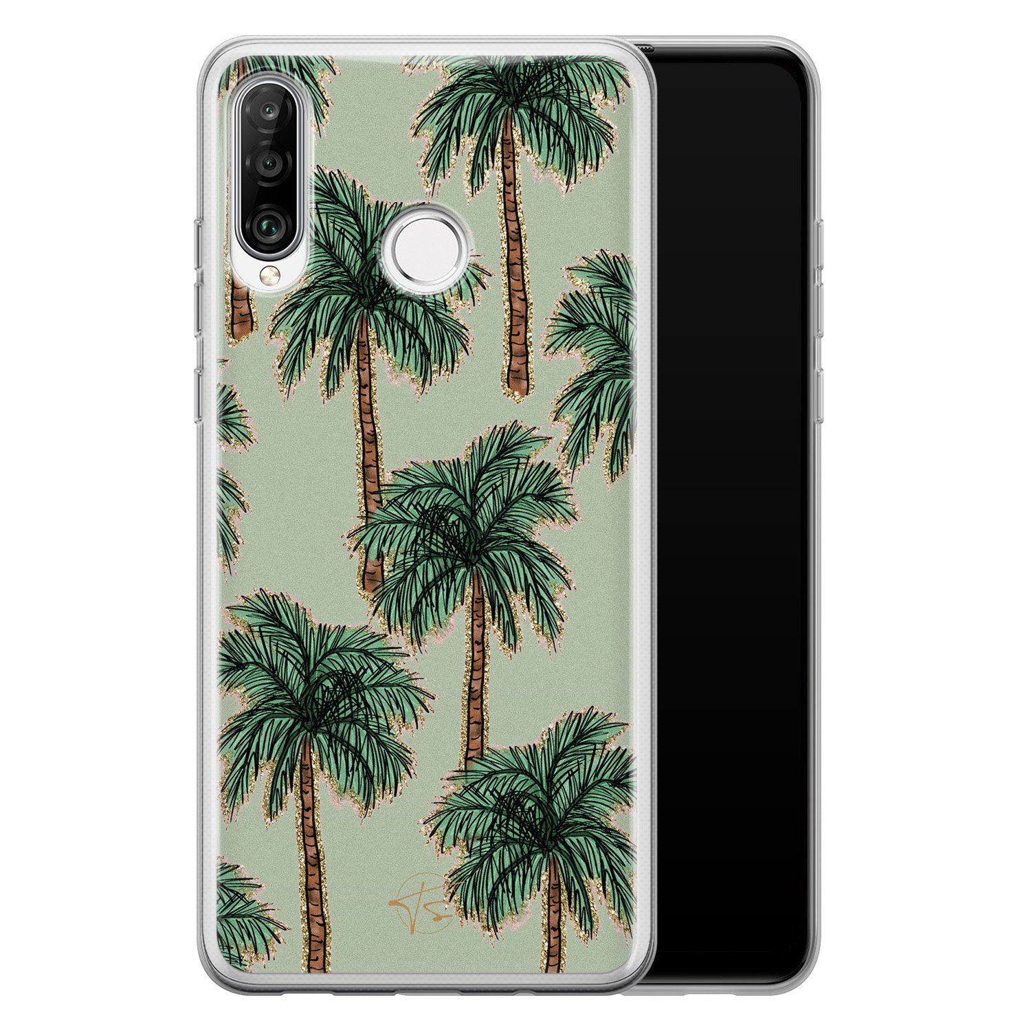 Telefoonhoesje Store Huawei P30 Lite siliconen hoesje - Palmbomen