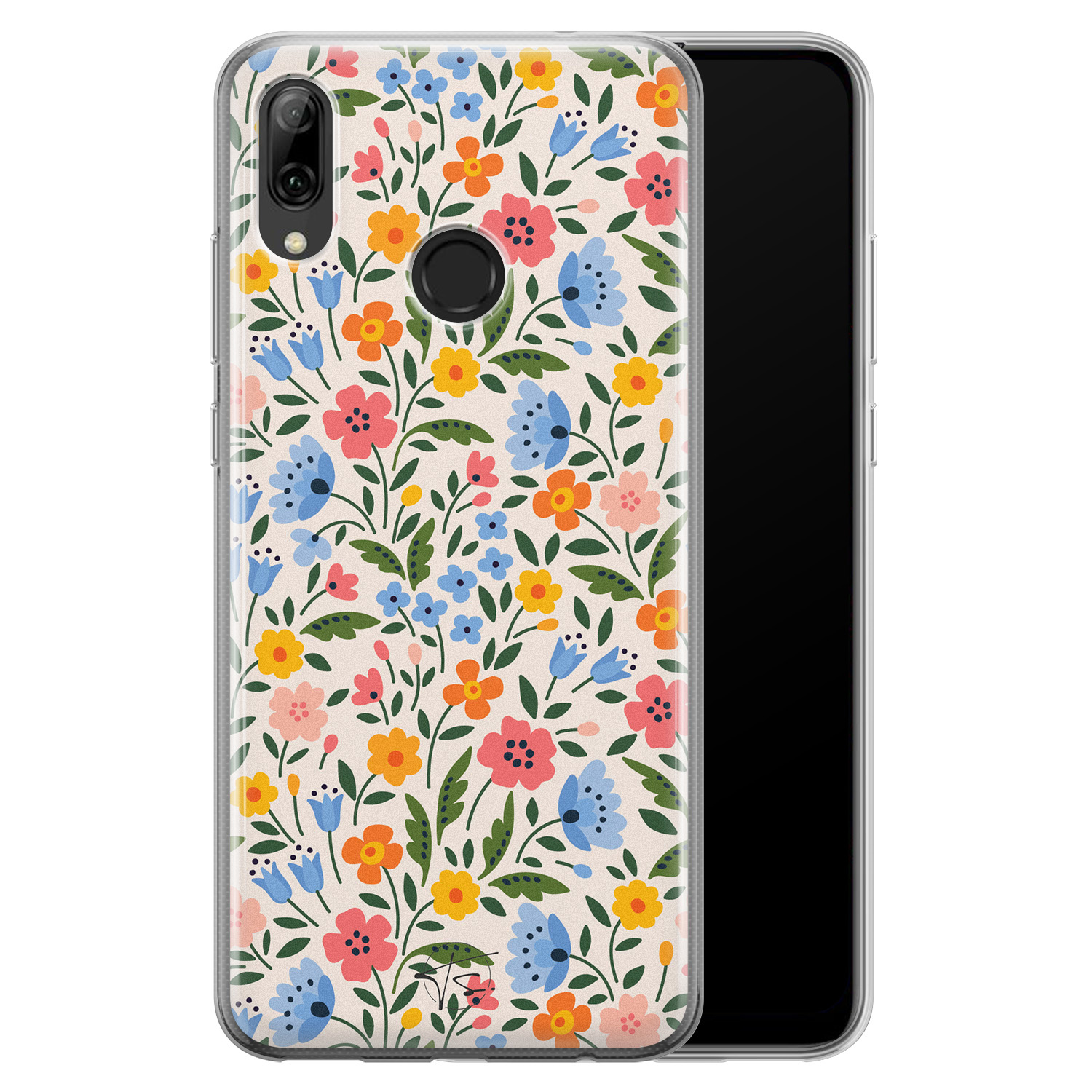 Telefoonhoesje Store Huawei P Smart 2019 siliconen hoesje - Romantische bloemen