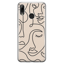 Leuke Telefoonhoesjes Huawei P Smart 2019 siliconen hoesje - Abstract gezicht lijnen