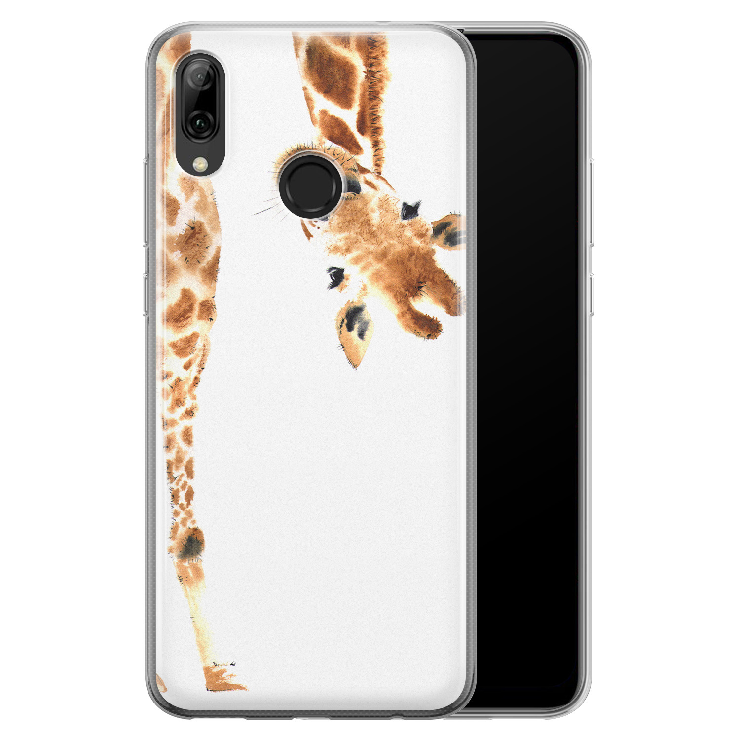 Leuke Telefoonhoesjes Huawei P Smart 2019 siliconen hoesje - Giraffe peekaboo