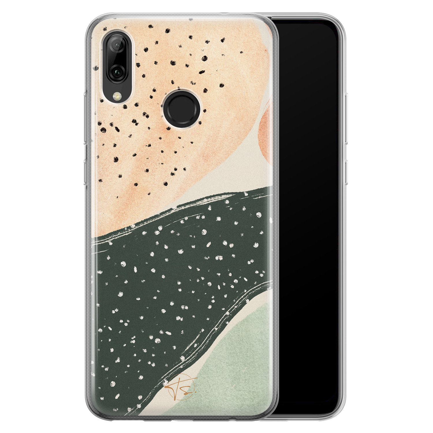 Telefoonhoesje Store Huawei P Smart 2019 siliconen hoesje - Abstract peach